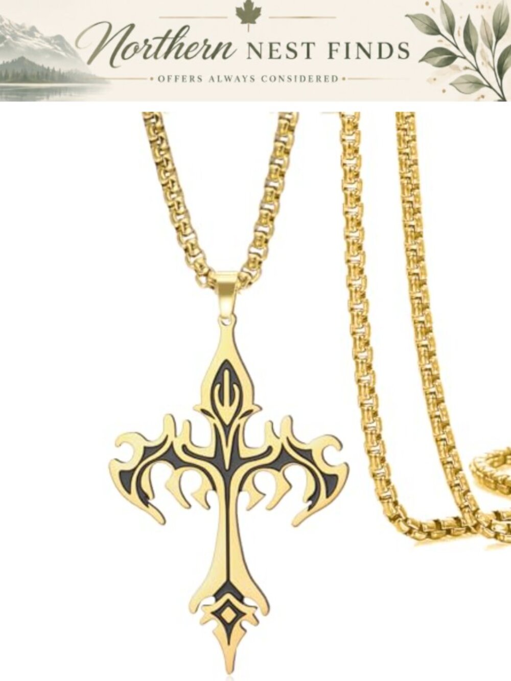 Stainless Steel Gothic Cross Pendant Necklace Punk Hip Hop Jewelry